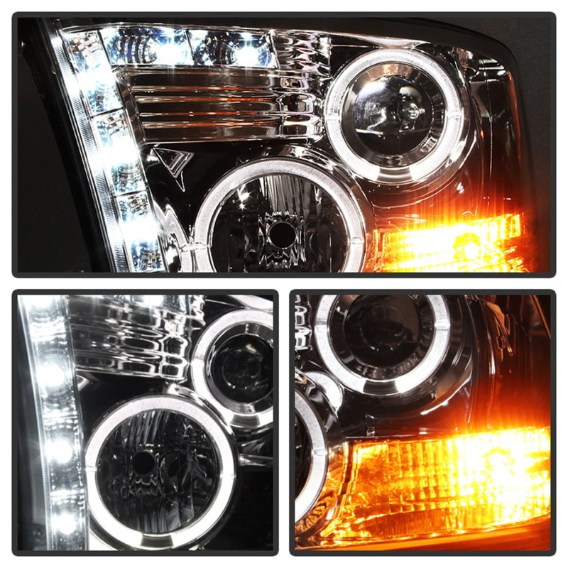 Faros delanteros de proyector Spyder Dodge Ram 1500 09-14 10-14 Halógeno - LED Halo LED - Chrm PRO-YD-DR09-HL-C