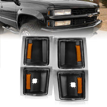 Cargar imagen en el visor de la galería, ANZO 1994-1998 Chevrolet Blazer Corner Lights Black Housing Clear Lens w/ Amber Reflector