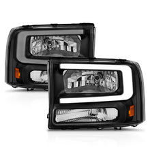 Cargar imagen en el visor de la galería, ANZO 99-04 Ford F250/F350/F450/Excursion (excl. 99) Crystal Headlights - w/ Light Bar Black Housing