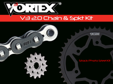 Load image into Gallery viewer, Vortex Racing V3 2.0 Chain and Sprocket Kit 3240-13,435S-45,520SX3-108- Black