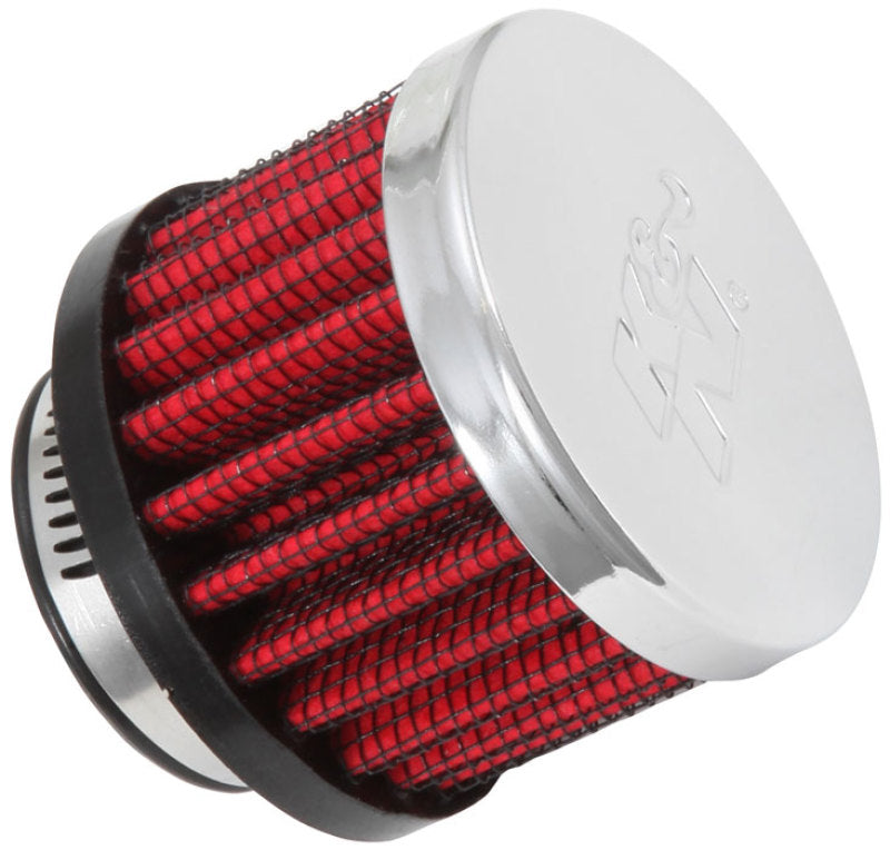 K&N 62-1370 Crankcase Vent Filter - 1in Flange ID Rubber Base Clamp-On