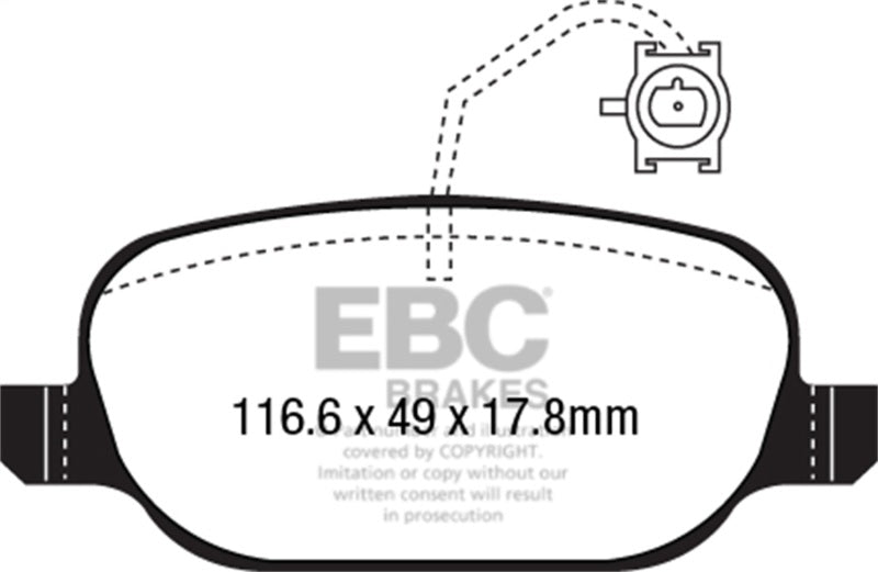 EBC 2014+ Alfa Romeo 4C 1.75 Turbo Greenstuff Rear Brake Pads