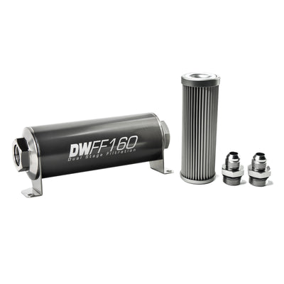 DeatschWerks Inline Fuel Filter Housing Kit 8AN 10 Micron — Universal High-Flow Fuel System