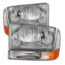 Cargar imagen en el visor de la galería, Xtune Ford F250/350/450 Superduty 99-04 Crystal Headlights w/ Bumper Lights HD-JH-FF25099-AM-C