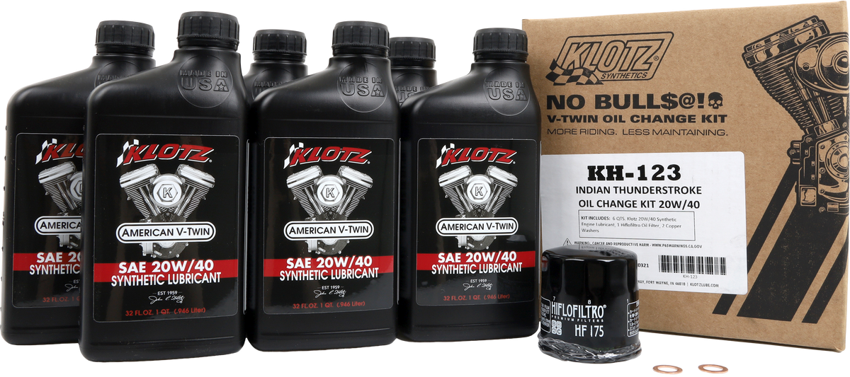 Klotz Indian Thunderstroke 6QT Synthetic OIL Change KIT (KH-123)