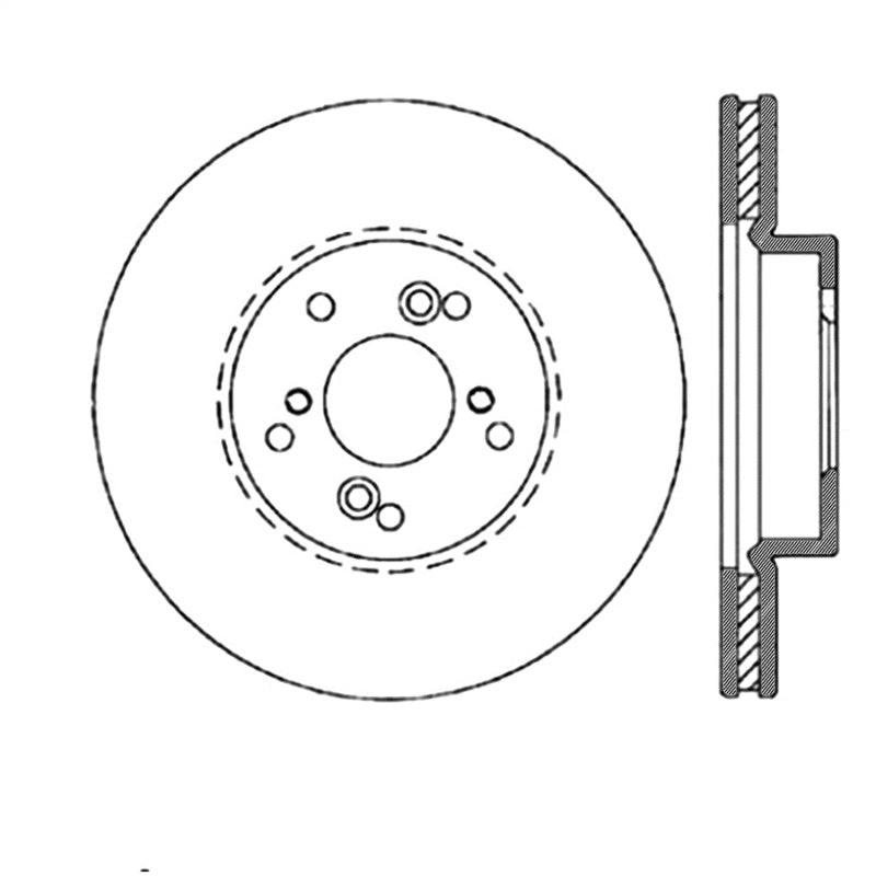 Rotor delantero izquierdo con ranuras StopTech Power Slot para Acura TL 99-08 (pinza estándar) / CL 01-03 / TSX 04-09