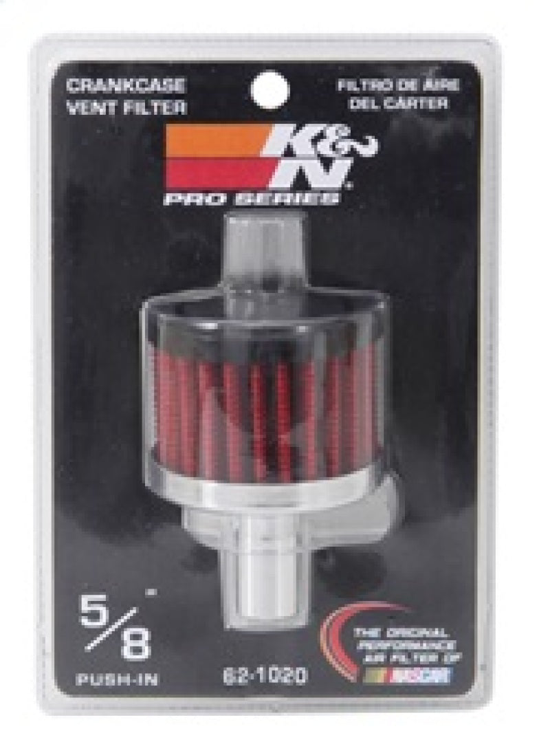 K&N 62-1020 Crankcase Vent Filter — .625in Vent, 2in OD, 1.5in Height, Rubber Top