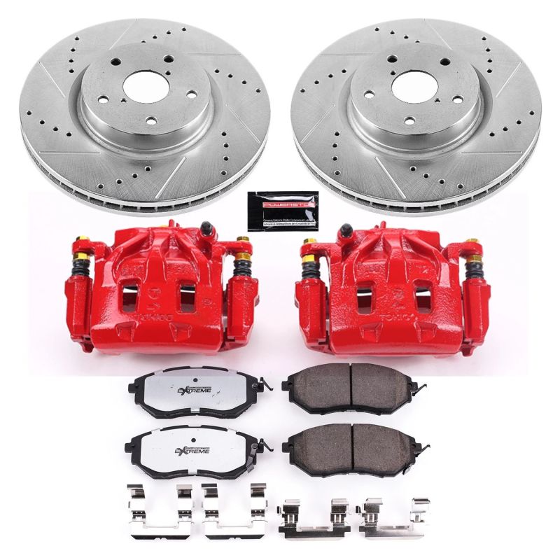 Power Stop Z26 Street Warrior Front Brake Kit w/Calipers — Fits 2015-2020 Subaru WRX