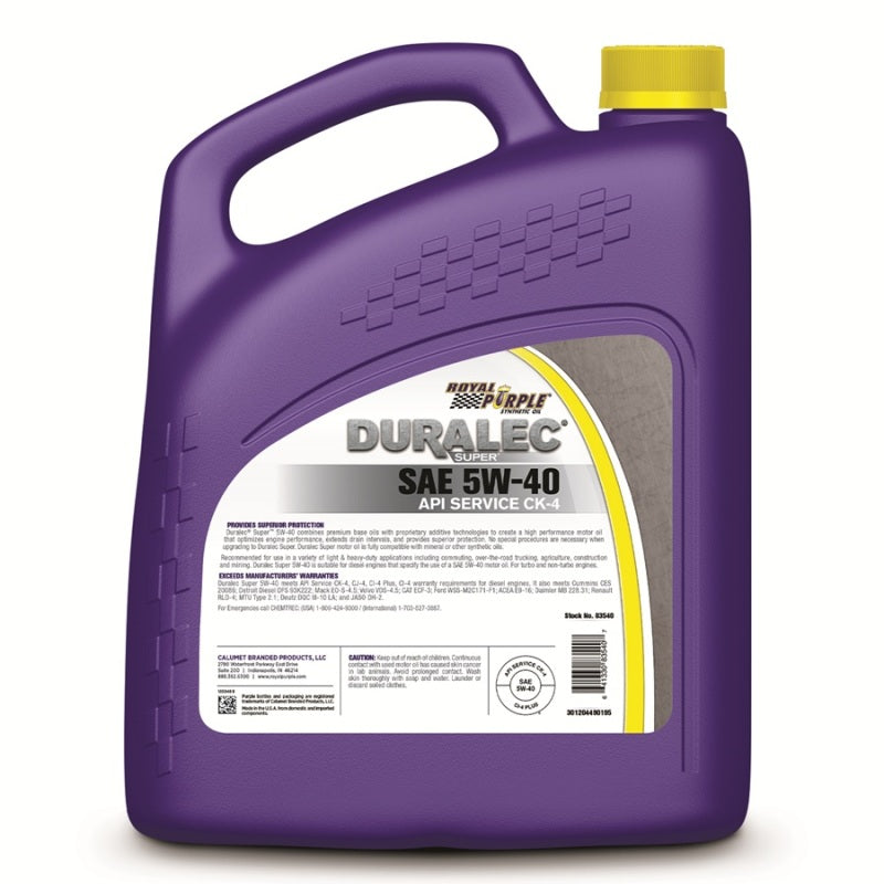 Aceite de motor Royal Purple Duralec Super Diesel 5W-40 CK-4 - 1 galón