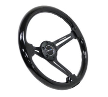 Cargar imagen en el visor de la galería, NRG Reinforced Steering Wheel (350mm / 3in. Deep) Blk Wood w/Blk Matte Spoke/Black Center Mark