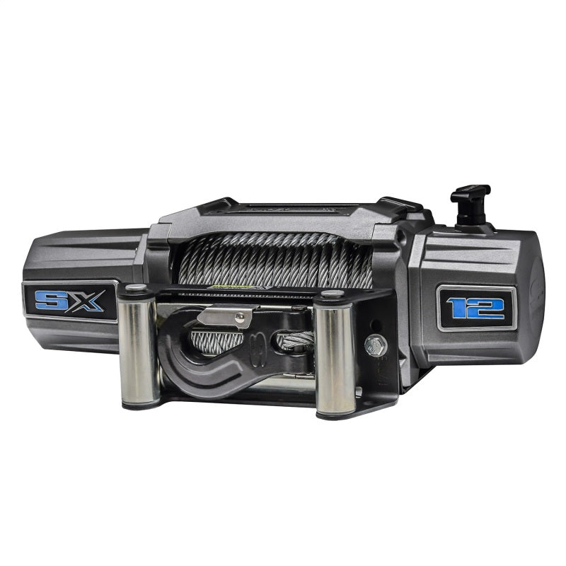 Cabrestante Superwinch SX 12000 de 12 000 libras, 12 V CC, 3/8 in x 85 ft, cable de acero, grafito