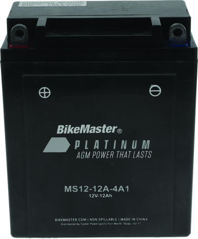 BikeMaster Platinum AGM Battery MS12-12A-4A1 — Fits Honda CB360, CB450, CB550, Kawasaki KZ400 & More