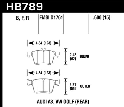 Hawk HPS 5.0 Rear Brake Pads — Fits 2015-2019 Audi A3/S3/RS3