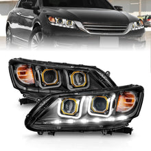 Cargar imagen en el visor de la galería, Faros delanteros con proyector ANZO 2013-2015 Honda Accord con barra en U, color negro