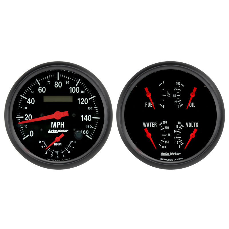 AutoMeter Z-Series Quad & Tach/Speedo 5in. Gauge Set - 2 Pc.