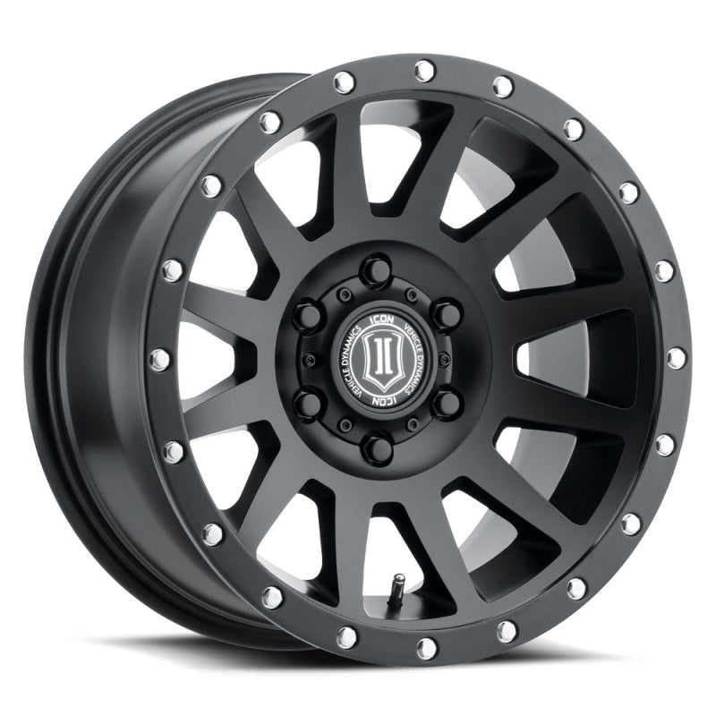 ICON Compression 18x9 6x5.5 0mm Offset Satin Black Wheel — Fits 2007-2024 Chevy Silverado 1500