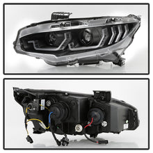 Cargar imagen en el visor de la galería, Spyder 16-18 Honda Civic 4Dr w/LED Seq Turn Sig Lights Proj Headlight - Black - PRO-YD-HC16-SEQ-BK