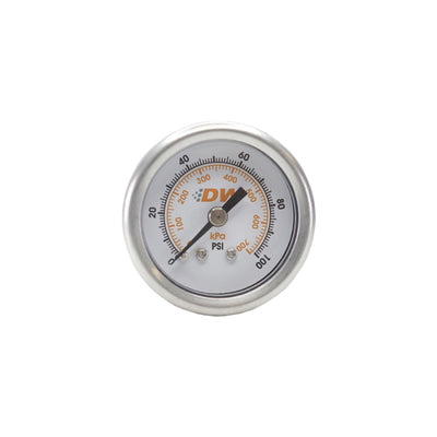 DeatschWerks 1.5in Mechanical Fuel Pressure Gauge 0-100 PSI White Face — Universal Fitment