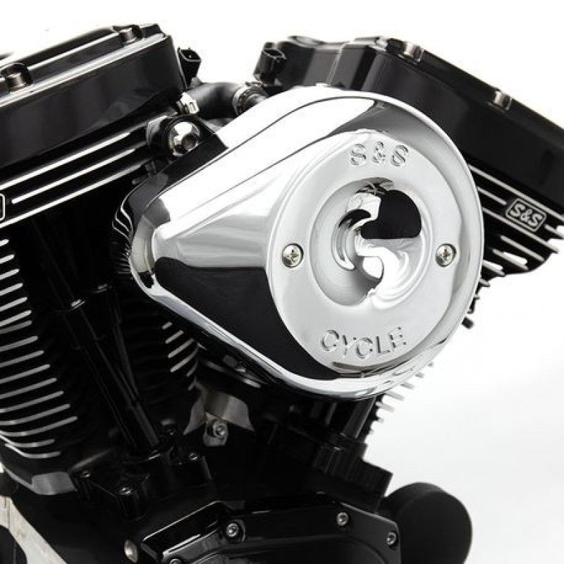 S&S Cycle Stealth Air Cleaner Kit w/ Chrome Teardrop Cover — Fits 2017+ Harley-Davidson M8 Models