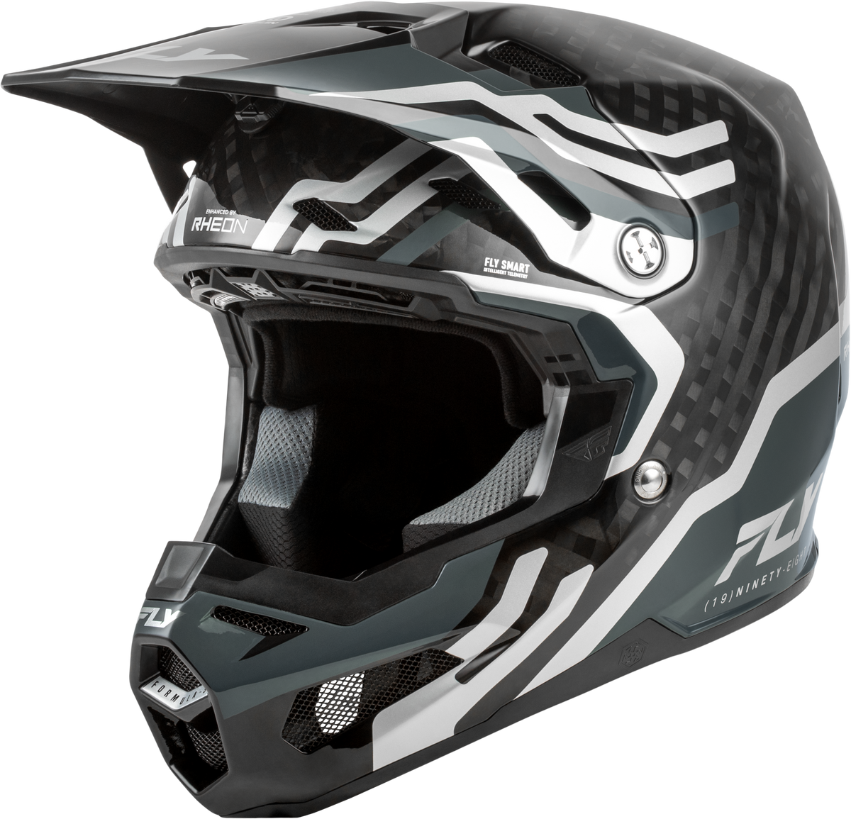 Fly Racing YTH Formula S Carbon Byte Hlmt Black Carbon/Grey/Silver YL (73-4450YL)