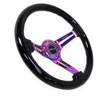 Load image into Gallery viewer, NRG Reinforced Steering Wheel (350mm / 3in. Deep) Blk Wood w/Blk Matte Spoke/Neochrome Center Mark