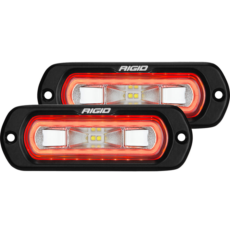 Par de difusores LED de montaje empotrado serie SR-L de Rigid Industries con halo rojo - Universal