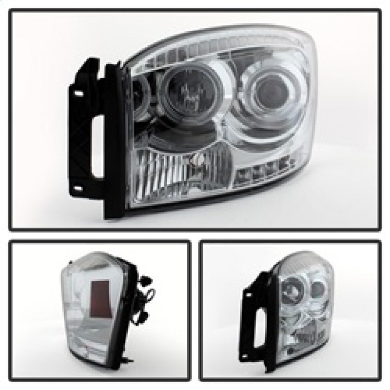 Faros delanteros de proyector LED Halo LED cromados Spyder Dodge Ram 1500 06-08/Ram 2500 06-09 PRO-YD-DR06-HL-C