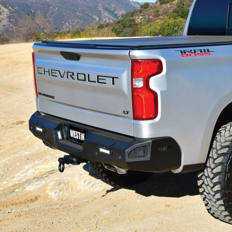 Westin Pro-Series Rear Bumper - Textured Black — Fits 2019-2024 Silverado 1500, Sierra 1500