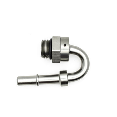 DeatschWerks 8AN ORB to 3/8in EFI Quick Connect Adapter 180-Degree — Fuel System Plumbing
