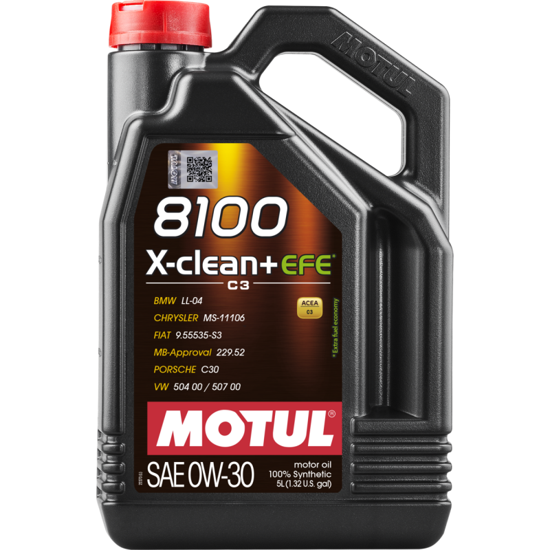 Motul 8100 X-Clean+ EFE 0W-30 Full Synthetic Engine Oil - 5 Liter