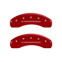 Load image into Gallery viewer, MGP 4 Caliper Covers Engraved Front &amp; Rear Gen 5/Camaro Red finish silver ch