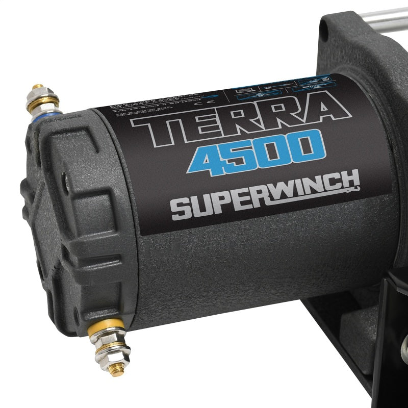 Cabrestante Terra 4500 de Superwinch, 4500 libras, 12 V CC, 15/64 pulgadas x 50 pies, cuerda de acero, gris arrugado