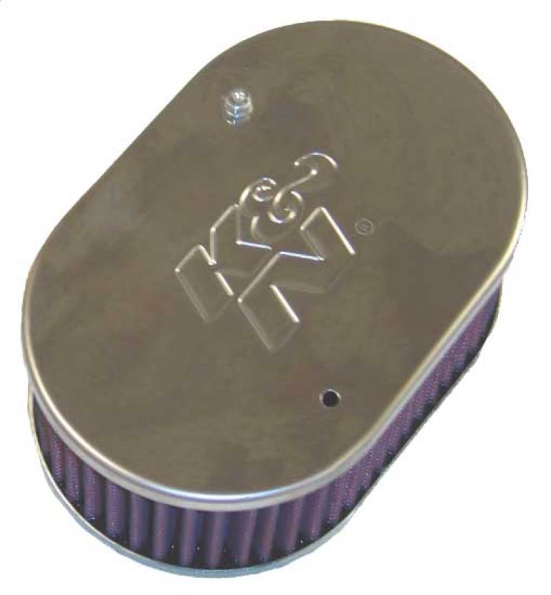 K&N 56-9104 Universal Custom Air Filter - Oval 2in Neck Flange, 5.25in ID, 2.5in Height, Red — Fits Alfa Romeo, Ford