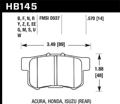 Hawk Performance HP+ Street Race Rear Brake Pads — Fits 06+ Honda Civic Si