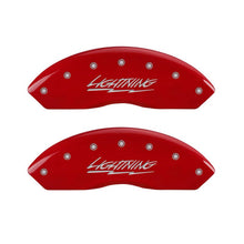 Cargar imagen en el visor de la galería, MGP 4 Caliper Covers Engraved Front &amp; Rear Lightning Red finish silver ch