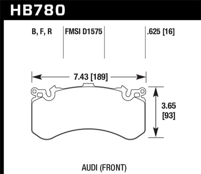 Hawk HPS High Performance Front Brake Pads — Fits 2012-2018 Audi A8 S6 S7 S8