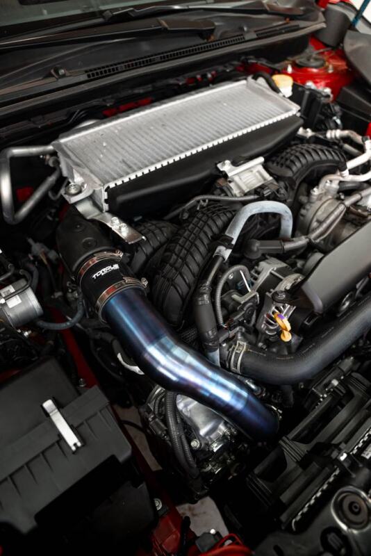 Torque Solution Titanium Top Mount Charge Pipe - Burnt Blue — Fits 2022+ Subaru WRX, 2019-2023 Subaru Ascent