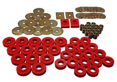 Energy Suspension Polyurethane Body Mount Set Red — Fits 1955-1957 Chevrolet Bel Air