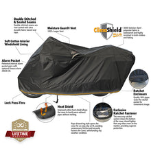 Cargar imagen en el visor de la galería, Dowco Touring (Large) WeatherAll Plus Ratchet Motorcycle Cover Black - 3XL