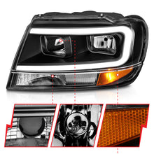 Cargar imagen en el visor de la galería, ANZO 99-04 Jeep Grand Cherokee Crystal Headlights - w/ Light Bar Black Housing