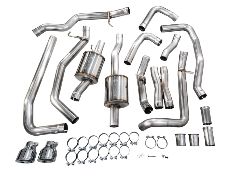 AWE Tuning 2025+ RAM 1500 RHO 3.0 I6 TT 0FG Dual Rear Exit Catback Exhaust - Chrome Silver Tips