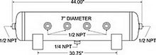 Cargar imagen en el visor de la galería, Firestone Air Tank 20 Gallon 12in. x 44in. (6) 1/2in. NPT Ports 150 PSI Max - Black (WR17609277)