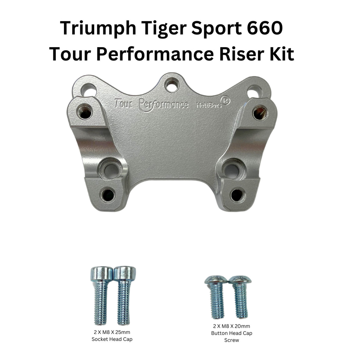 Helibars Handlebar Risers Silver w/RAM Ball TRI (HR06189-RB)