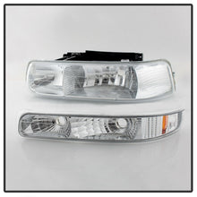 Cargar imagen en el visor de la galería, Xtune Chevy TahOE 00-06 Amber Crystal Headlights w/ Bumper Lights Chrome HD-JH-CSIL99-SET-AM-C