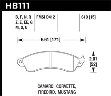 Cargar imagen en el visor de la galería, Hawk 1990-1990 Chevy Camaro Iroc-Z (w/Heavy Duty Brakes) High Perf. Street 5.0 Front Brake Pads