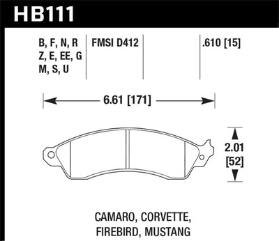 Hawk Performance DTC-70 Racing Brake Pads — Fits 88-04 Mustang Corvette Camaro