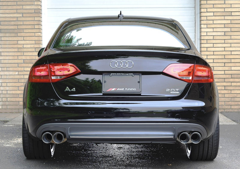 AWE Tuning Audi B8 A4 Touring Edition Exhaust - Quad Tip Polished Silver Tips - Does Not Fit Cabrio