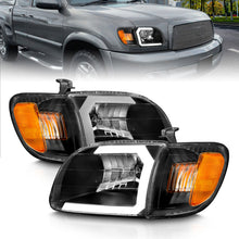 Cargar imagen en el visor de la galería, ANZO 00-04 Toyota Tundra (Fits Reg/Acc Cab Only) Crystal Headlights w/Light Bar Black w/Corner Light