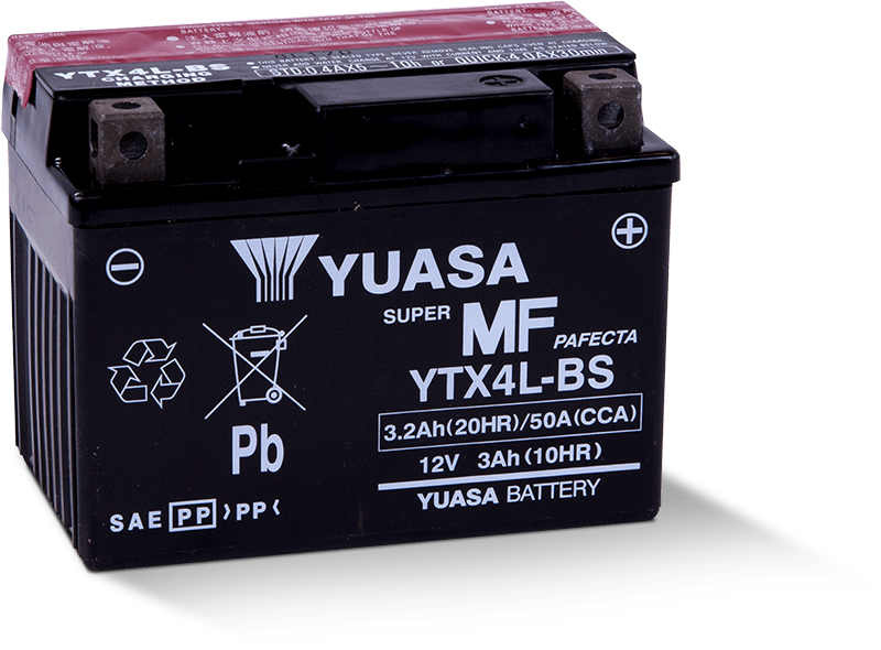 Batería AGM de 12 voltios sin mantenimiento Yuasa YTX4L-BS (botella incluida)