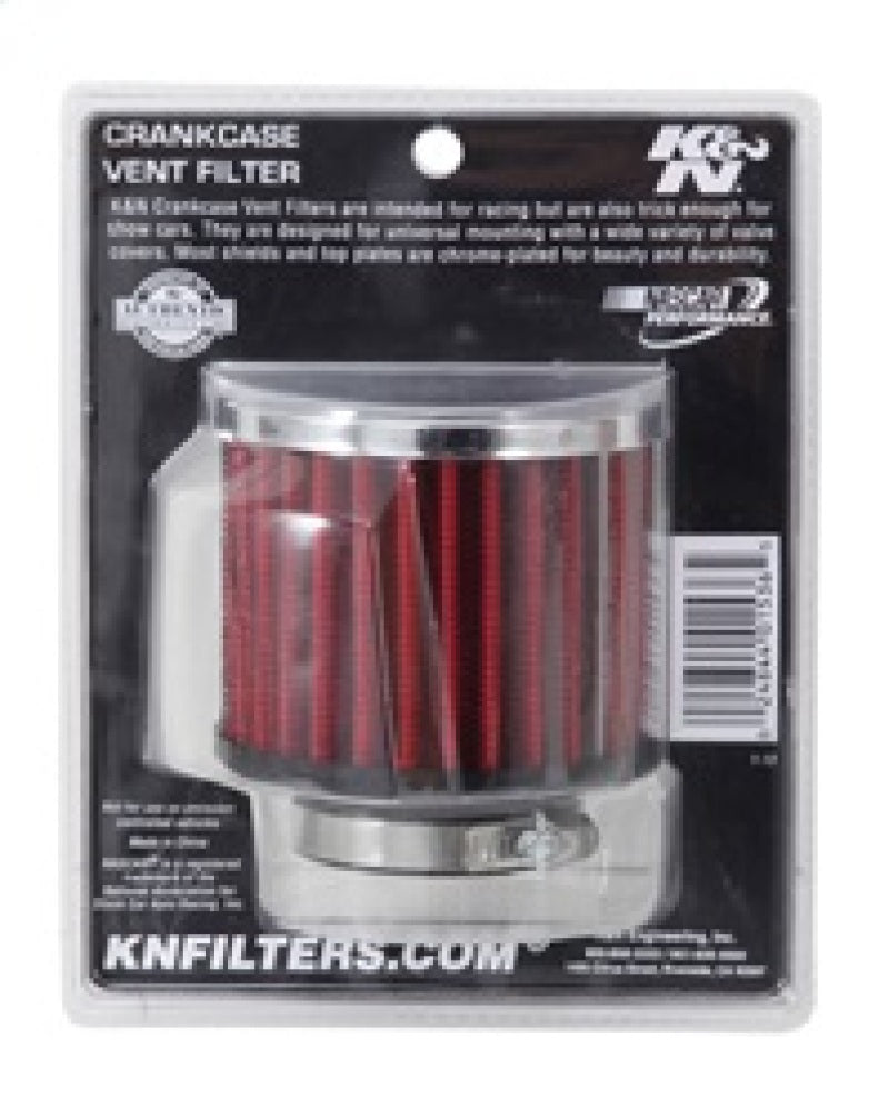 K&N 62-1460 Crankcase Vent Filter - 1.5in Flange ID x 3in OD x 2.5in H Chrome Top